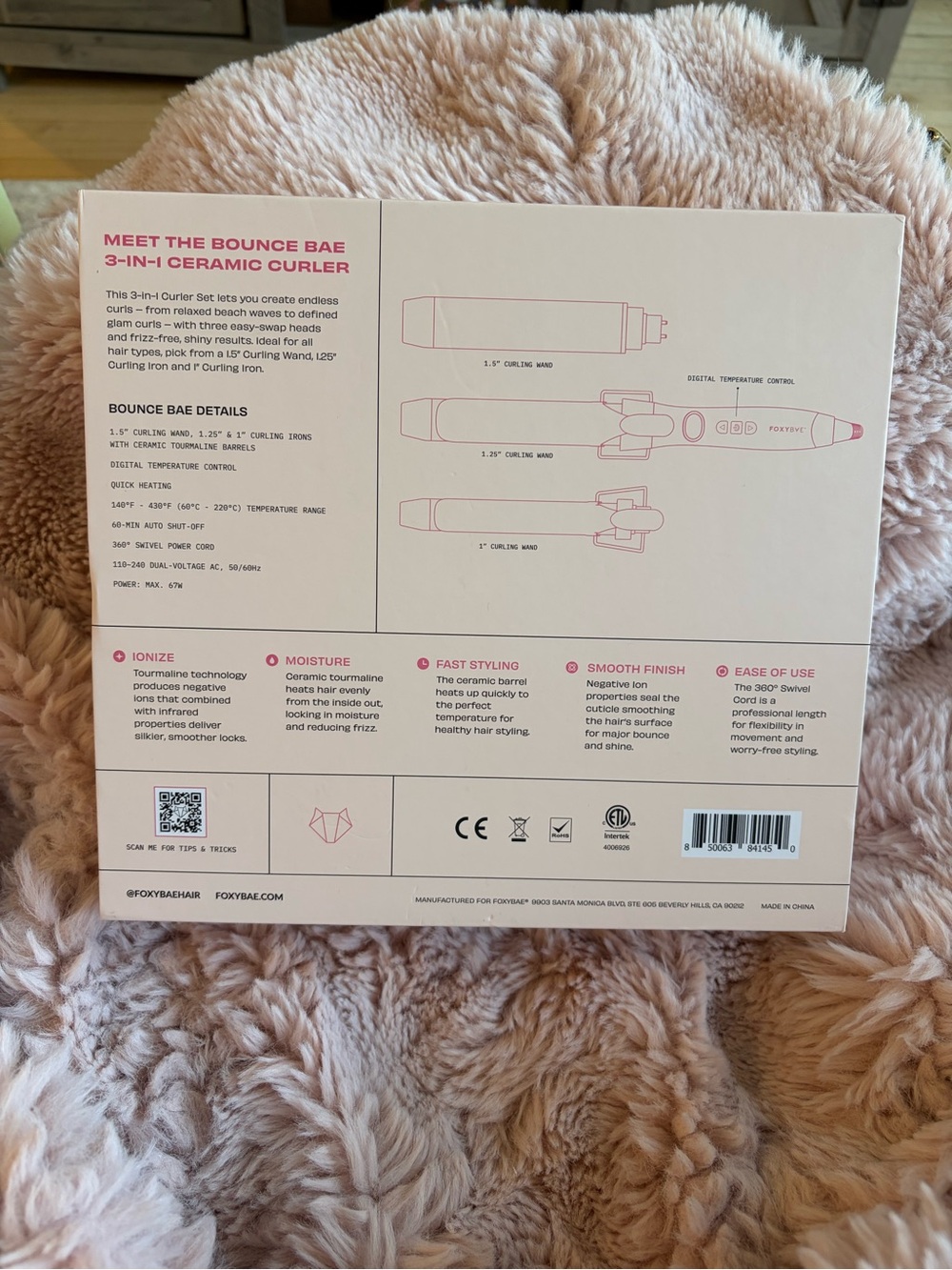 FOXYBAE Bounce Bae 3-in-1 Ceramic Curler - Light Pink - Picture 3 of 3